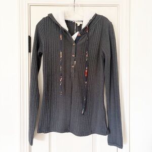 NEW ⭐️ hem & thread dark gray cozy pullover hoodie with Sherpa hood size small